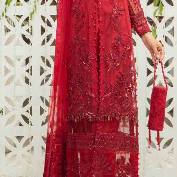 Organza and Raw Silk Embroidery Gulab Dress - Picture 7 of 11